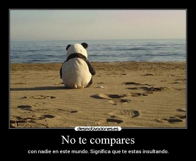 No te compares - con nadie en este mundo. Significa que te estas insultando.