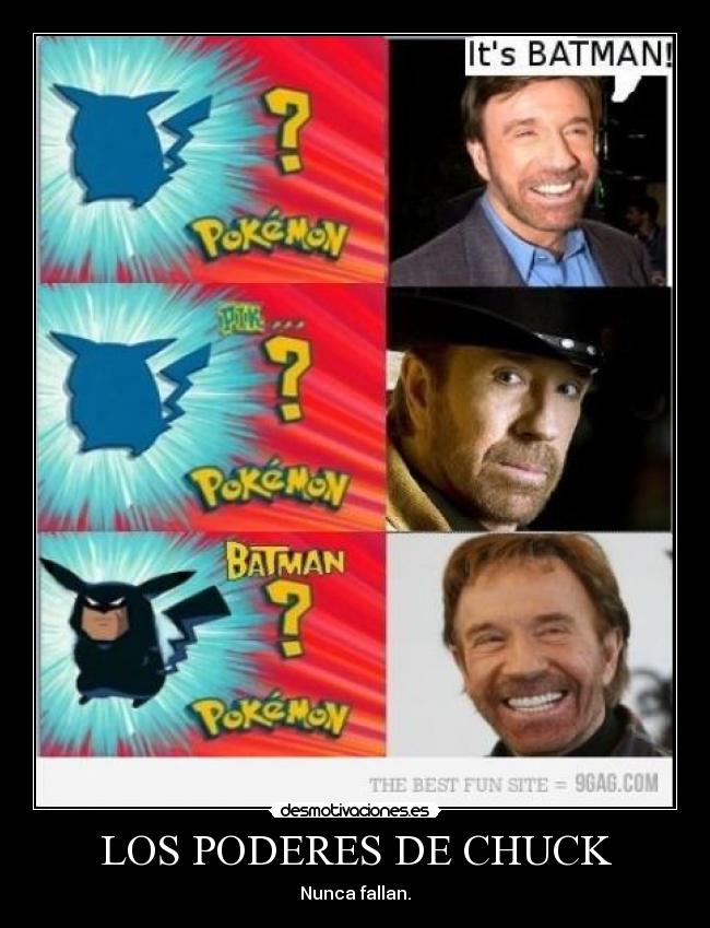 carteles chuck norris poder fallar nunca pikachu pokemon batman desmotivaciones