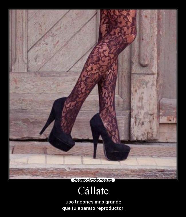 Cállate - uso tacones mas grande
que tu aparato reproductor .