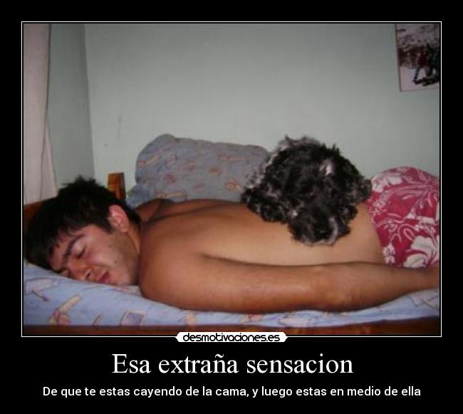 Esa extraña sensacion - De que te estas cayendo de la cama, y luego estas en medio de ella