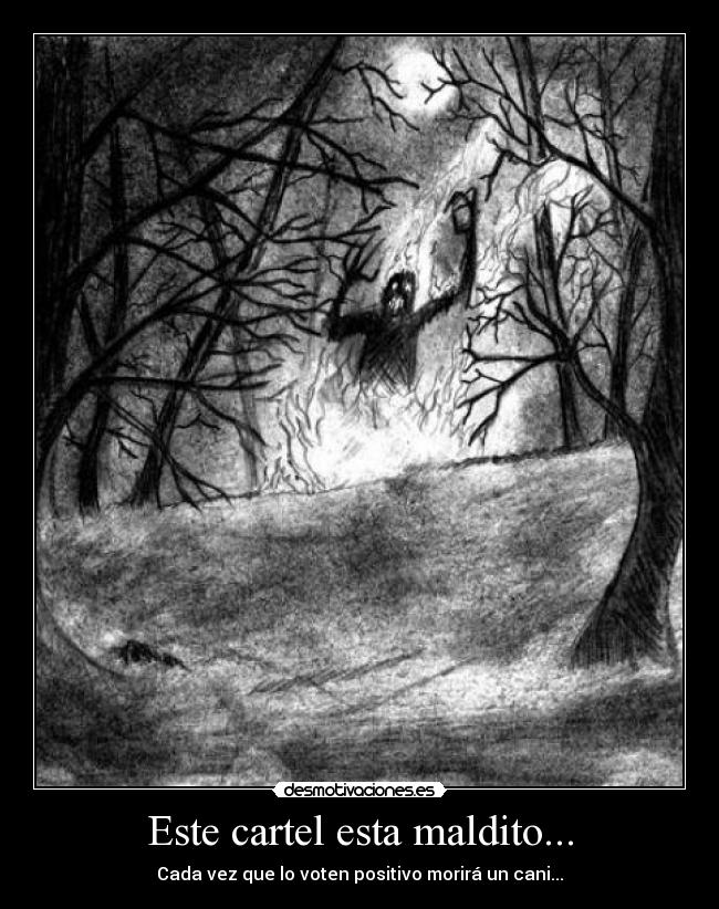 Este cartel esta maldito... - Cada vez que lo voten positivo morirá un cani...