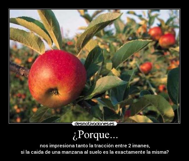 ¿Porque... - nos impresiona tanto la tracción entre 2 imanes,
si la caida de una manzana al suelo es la exactamente la misma?