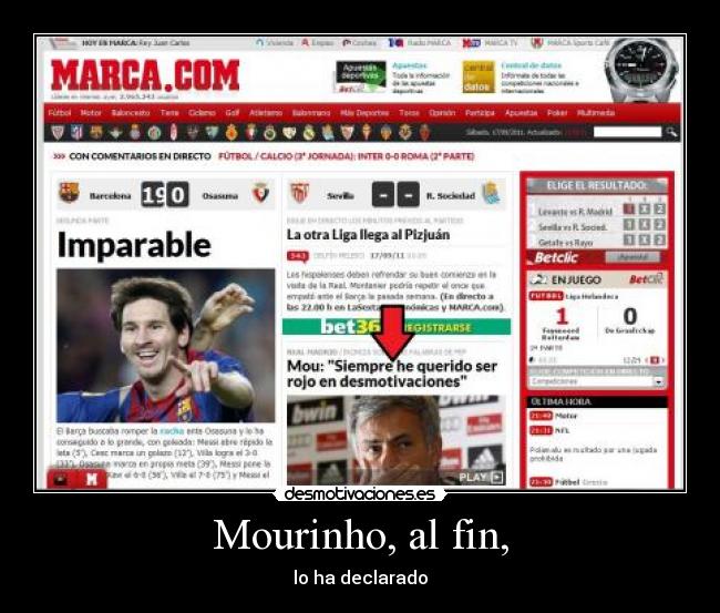 Mourinho, al fin, -