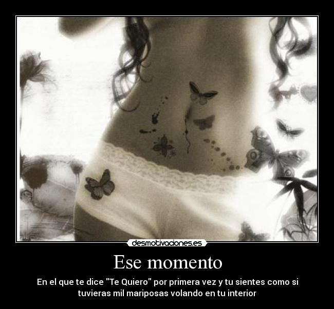 Ese momento - En el que te dice Te Quiero por primera vez y tu sientes como si
tuvieras mil mariposas volando en tu interior
