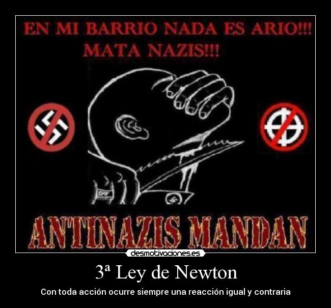 3ª Ley de Newton - Con toda acción ocurre siempre una reacción igual y contraria