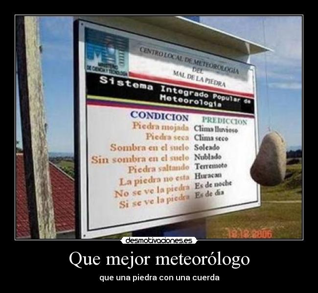 Que mejor meteorólogo - que una piedra con una cuerda