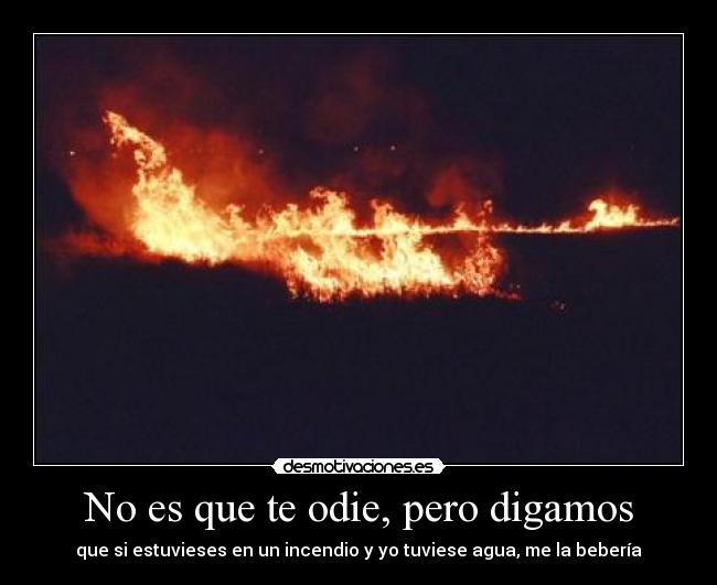 No es que te odie, pero digamos - que si estuvieses en un incendio y yo tuviese agua, me la bebería