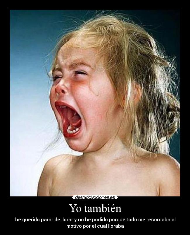 Yo también - he querido parar de llorar y no he podido porque todo me recordaba al
motivo por el cual lloraba
