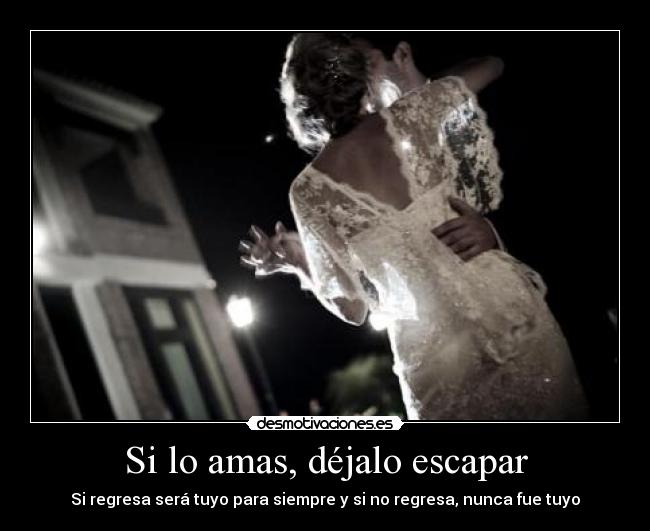 Si lo amas, déjalo escapar - Si regresa será tuyo para siempre y si no regresa, nunca fue tuyo