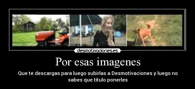 Por esas imagenes - Que te descargas para luego subirlas a Desmotivaciones y luego no
sabes que titulo ponerles