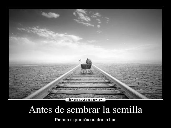 Antes de sembrar la semilla - Piensa si podrás cuidar la flor.