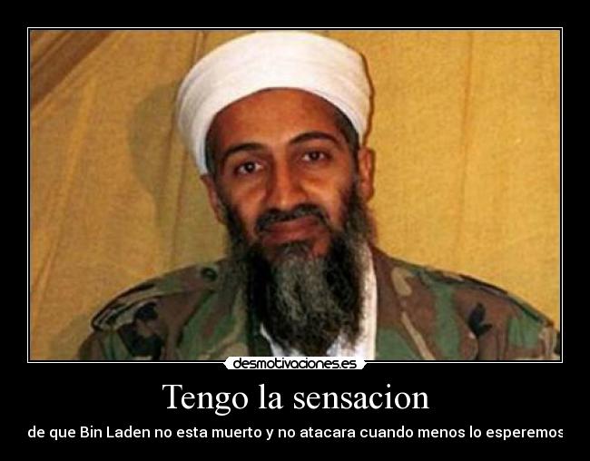 Tengo la sensacion - de que Bin Laden no esta muerto y no atacara cuando menos lo esperemos