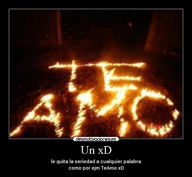 Un xD - le quita la seriedad a cualquier palabra
como por ejm TeAmo xD