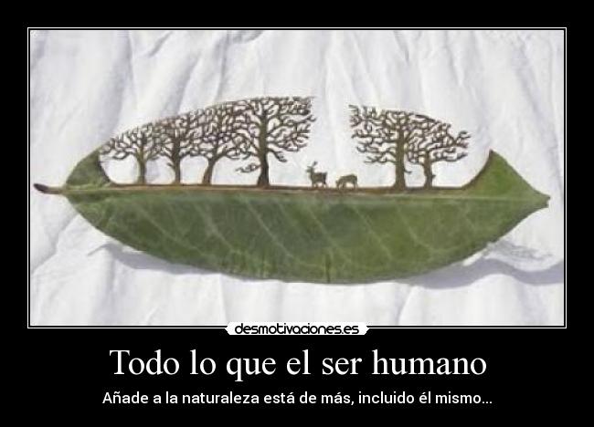 Todo lo que el ser humano - Añade a la naturaleza está de más, incluido él mismo...