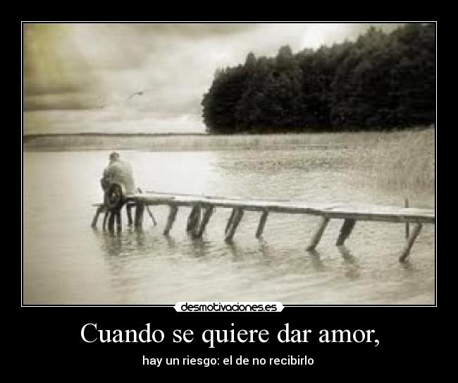 Cuando se quiere dar amor, - hay un riesgo: el de no recibirlo