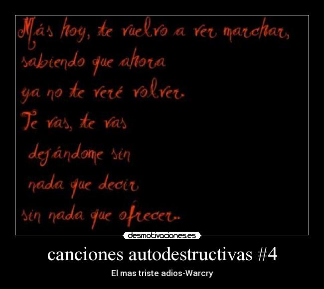 canciones autodestructivas #4 - El mas triste adios-Warcry