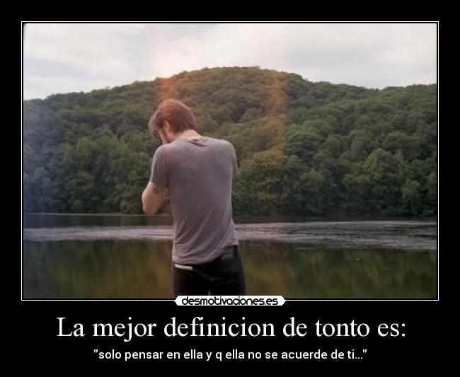 La mejor definicion de tonto es: - ′′solo pensar en ella y q ella no se acuerde de ti...′′