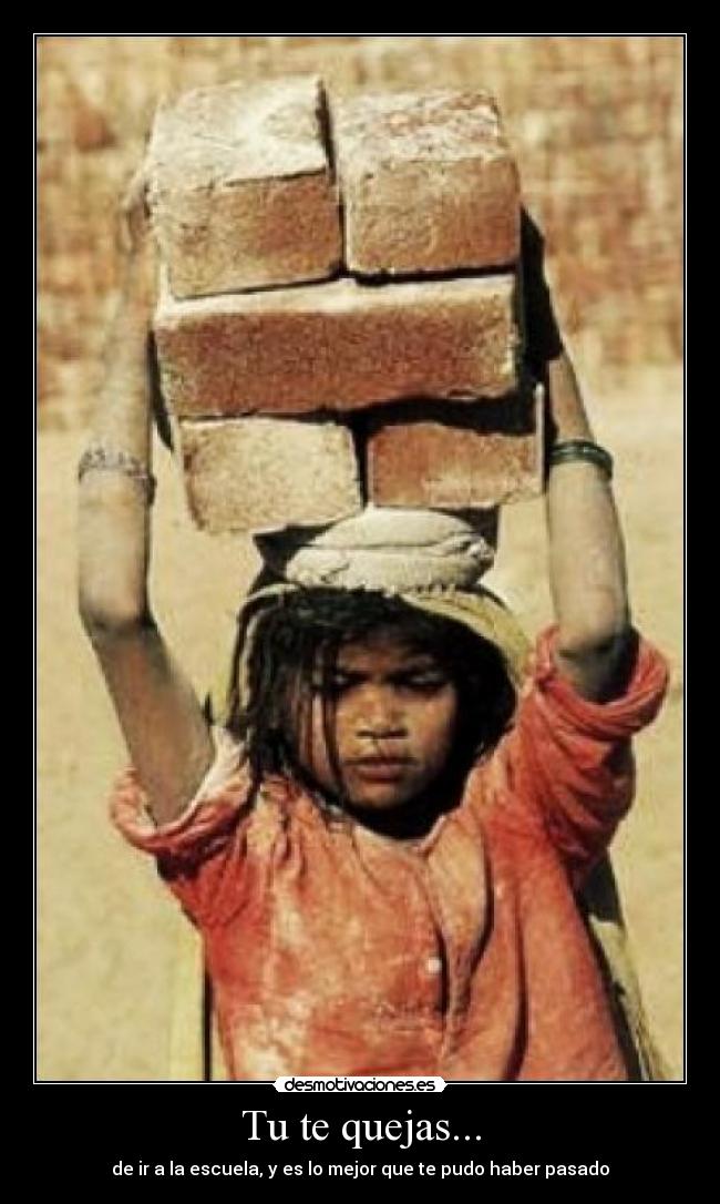Tu te quejas... - de ir a la escuela, y es lo mejor que te pudo haber pasado