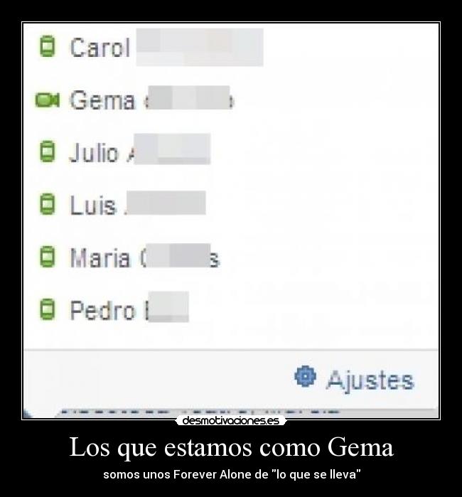 Los que estamos como Gema - somos unos Forever Alone de lo que se lleva