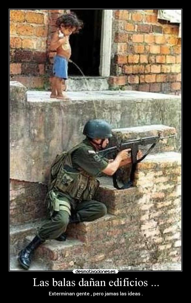 Las balas dañan edificios ... -