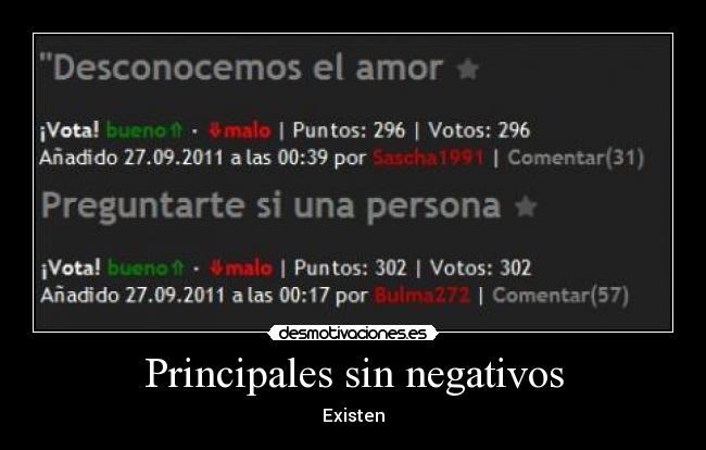 Principales sin negativos - Existen