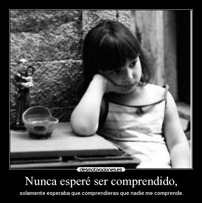 Nunca esperé ser comprendido, -