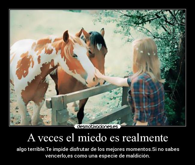 A veces el miedo es realmente - algo terrible.Te impide disfrutar de los mejores momentos.Si no sabes
vencerlo,es como una especie de maldición.