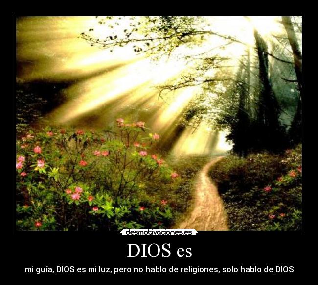 DIOS es - mi guía, DIOS es mi luz, pero no hablo de religiones, solo hablo de DIOS
