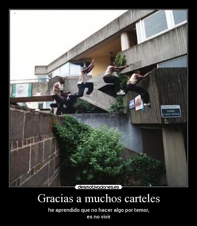Gracias a muchos carteles - he aprendido que no hacer algo por temor,
es no vivir