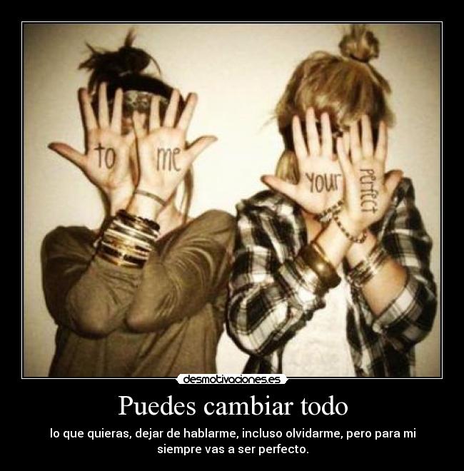 Puedes cambiar todo - lo que quieras, dejar de hablarme, incluso olvidarme, pero para mi
siempre vas a ser perfecto.