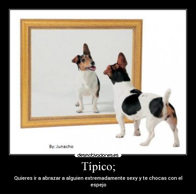 Típico; - Quieres ir a abrazar a alguien extremadamente sexy y te chocas con el espejo
