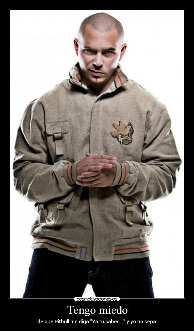 Tengo miedo - de que Pitbull me diga Ya tu sabes... y yo no sepa.