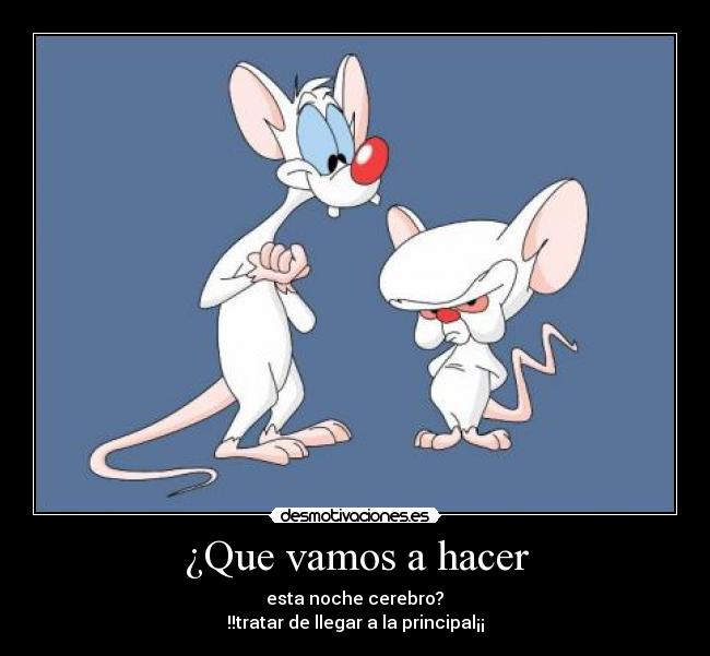 ¿Que vamos a hacer - esta noche cerebro?
!!tratar de llegar a la principal¡¡