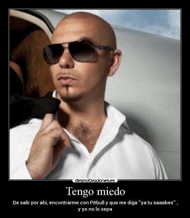 Tengo miedo - De salir por ahi, encontrarme con Pitbull y que me diga ya tu saaabes ,
y yo no lo sepa