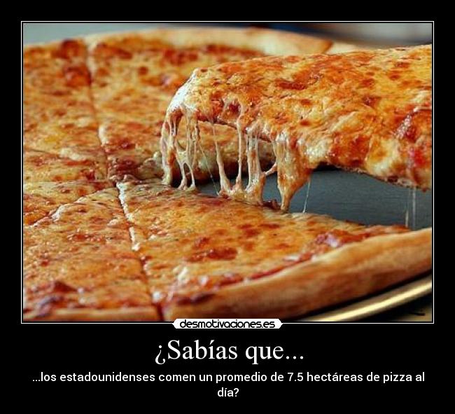 ¿Sabías que... - ...los estadounidenses comen un promedio de 7.5 hectáreas de pizza al día?