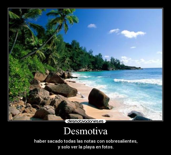 Desmotiva - haber sacado todas las notas con sobresalientes,
y solo ver la playa en fotos.