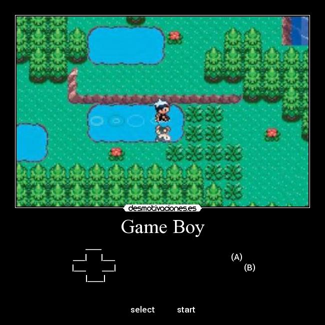 Game Boy - ____                                                                     
     ___|       |___                                                          (A)          
                  |___        ___|                                                                (B)                 
                      |____|                                                                                         


select           start