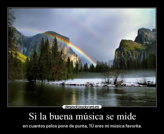Si la buena música se mide - en cuantos pelos pone de punta, TÚ eres mi música favorita.