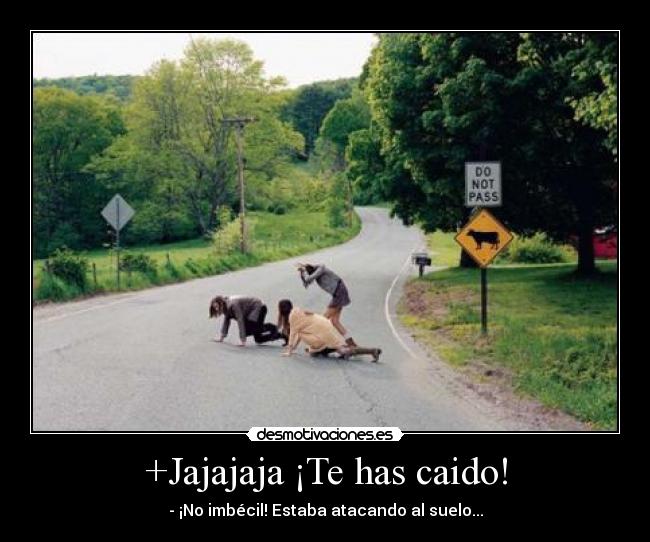 +Jajajaja ¡Te has caido! - - ¡No imbécil! Estaba atacando al suelo...