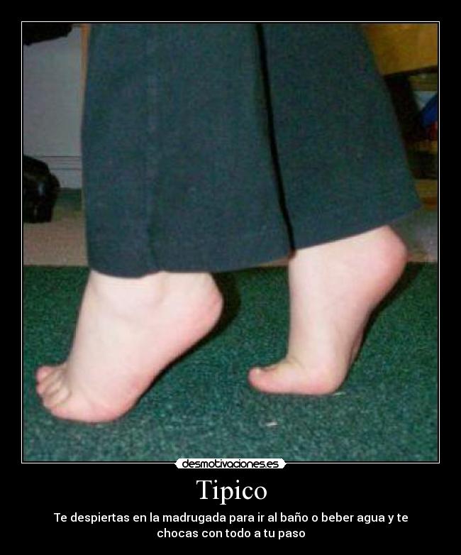 Tipico - Te despiertas en la madrugada para ir al baño o beber agua y te
chocas con todo a tu paso