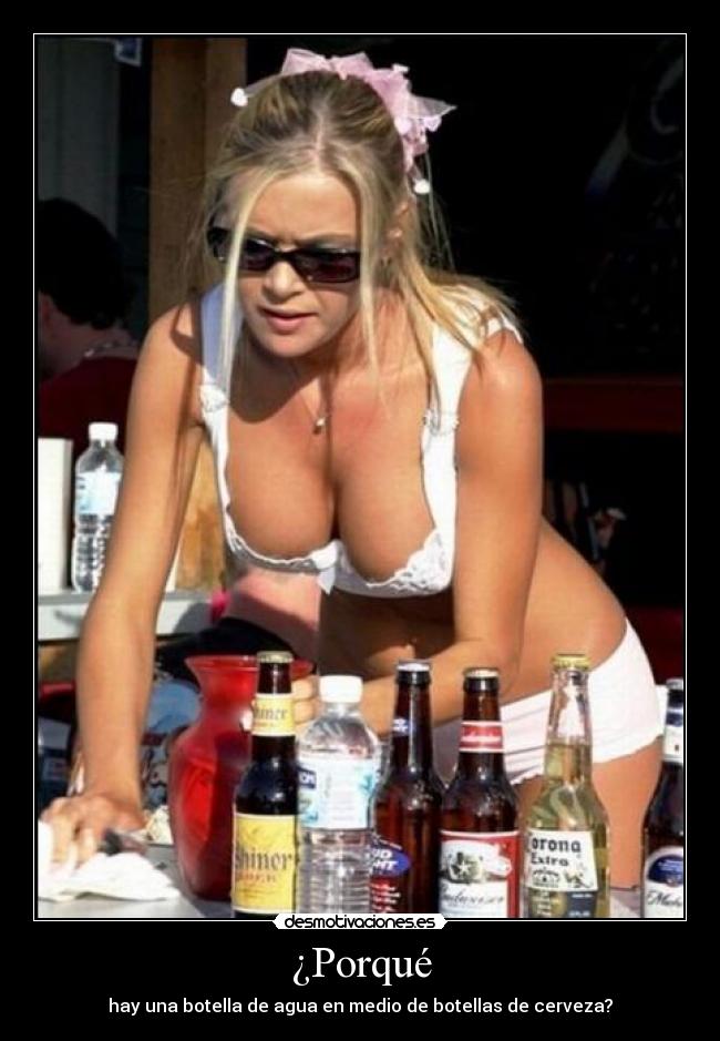 ¿Porqué - hay una botella de agua en medio de botellas de cerveza?