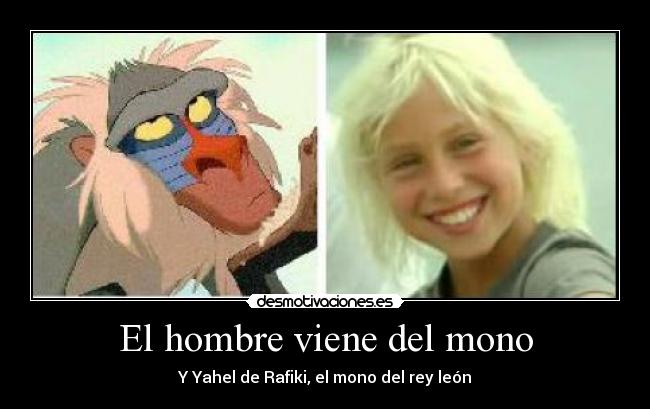 El hombre viene del mono - Y Yahel de Rafiki, el mono del rey león