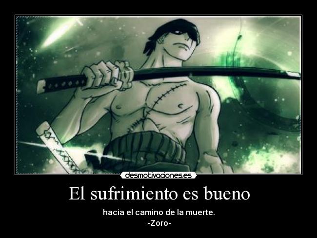 El sufrimiento es bueno - hacia el camino de la muerte.
-Zoro-
