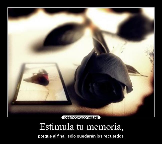 Estimula tu memoria, - porque al final, sólo quedarán los recuerdos.
