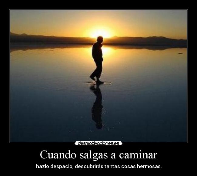 Cuando salgas a caminar - hazlo despacio, descubrirás tantas cosas hermosas.