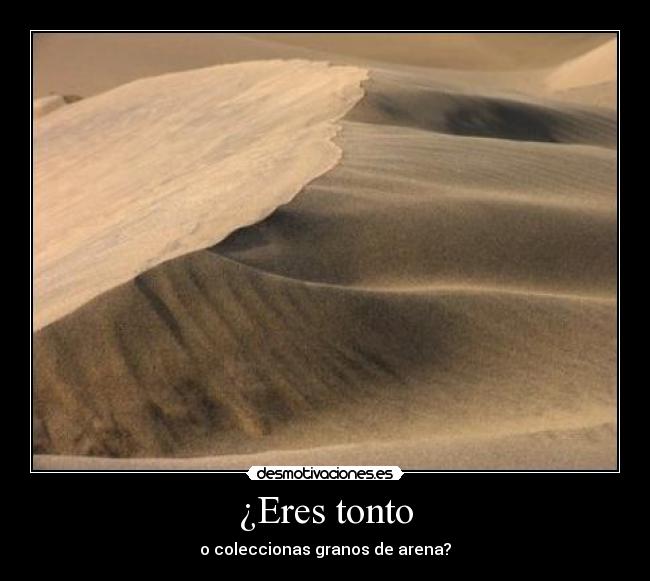 ¿Eres tonto - o coleccionas granos de arena?