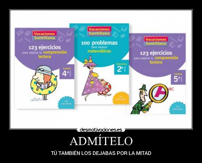 carteles libro actividades vacaciones santillana repaso deberes desmotivaciones