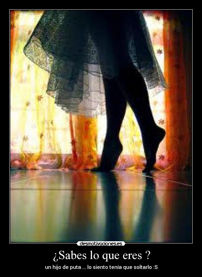 ¿Sabes lo que eres ? - un hijo de puta ... lo siento tenía que soltarlo :S