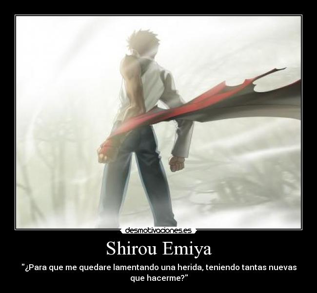 Shirou Emiya - ¿Para que me quedare lamentando una herida, teniendo tantas nuevas
que hacerme?