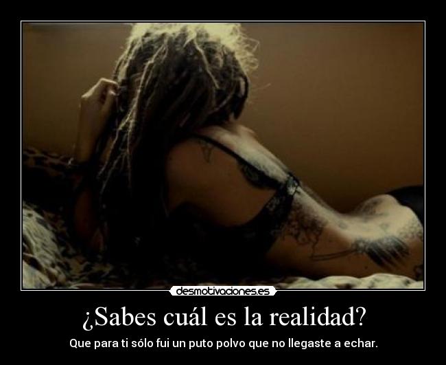 ¿Sabes cuál es la realidad? - Que para ti sólo fui un puto polvo que no llegaste a echar.